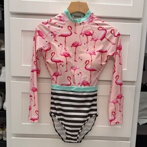 Pink Flamingo Print Women's One Piece Swimsuit